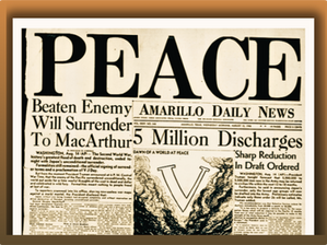 PEACE is announced on V-J Day, 1945, in the Amarillo Daily News