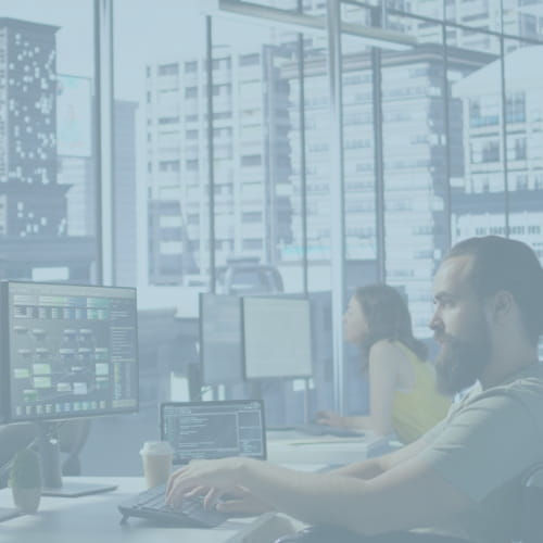 Banking and finance professionals working in a modern office