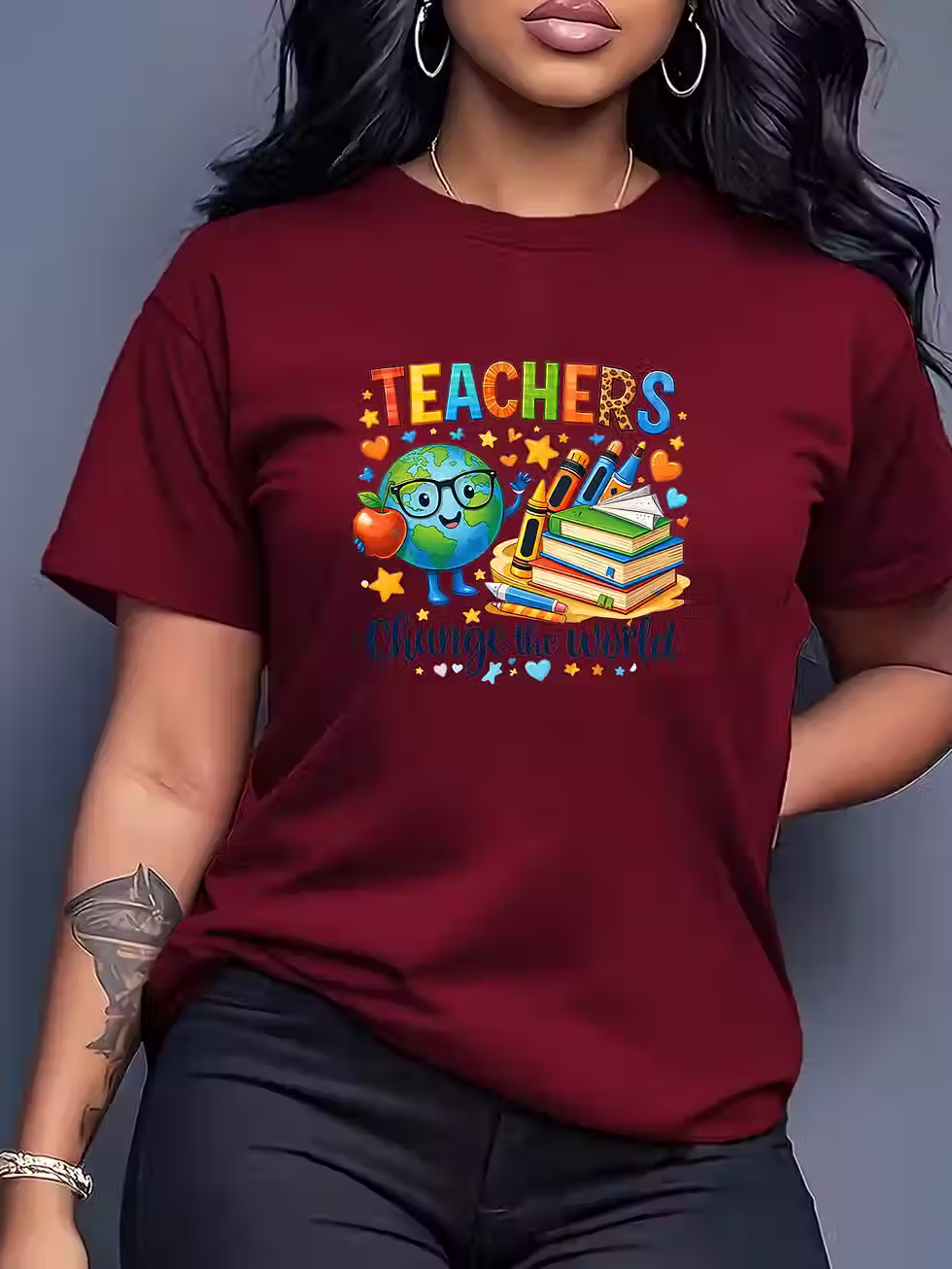 Thumbnail: Ladies Teachers Change the World Style 2 T-Shirt