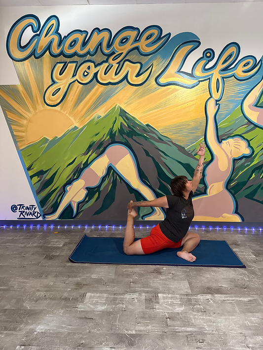 Woman doing pigeon pose