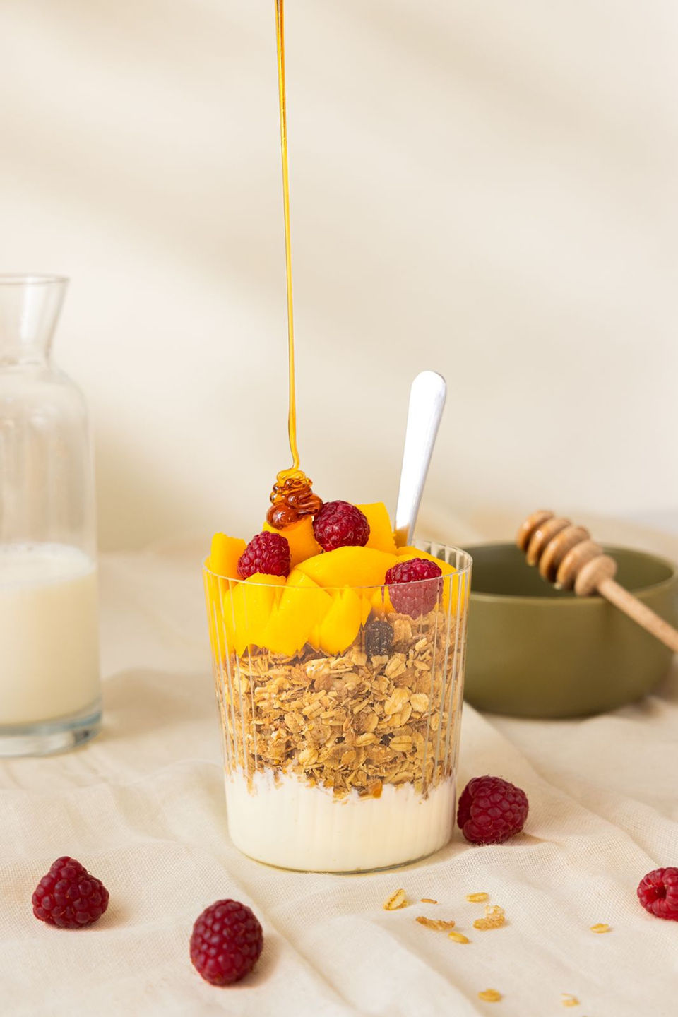 Healthy parfait natural honey photography