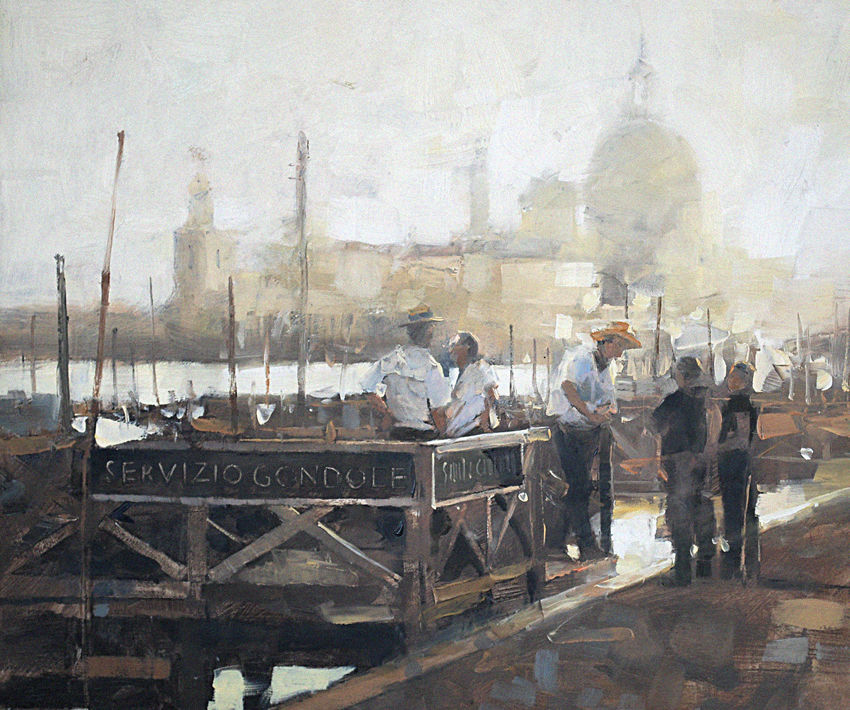 Servizio Gondole by Douglas Gray Artist Venice Painting W H Patterson gallery London 2011