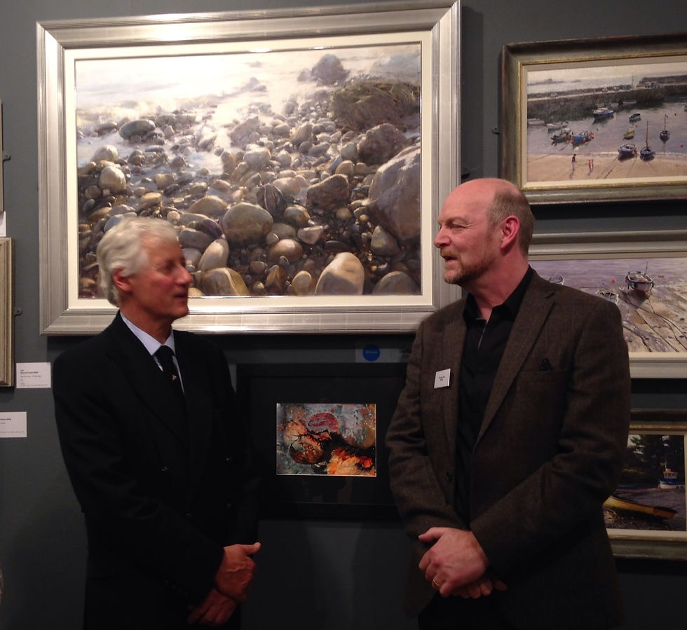 Douglas Gray with Admiral of the Fleet Mall Gallery Cromer Point Artist Magazine Award London Mall galleries Artist Winner