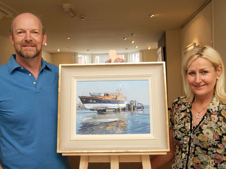 Douglas Gray with his wife Maggie Mason Gray RNLI Painting Scarborough Art