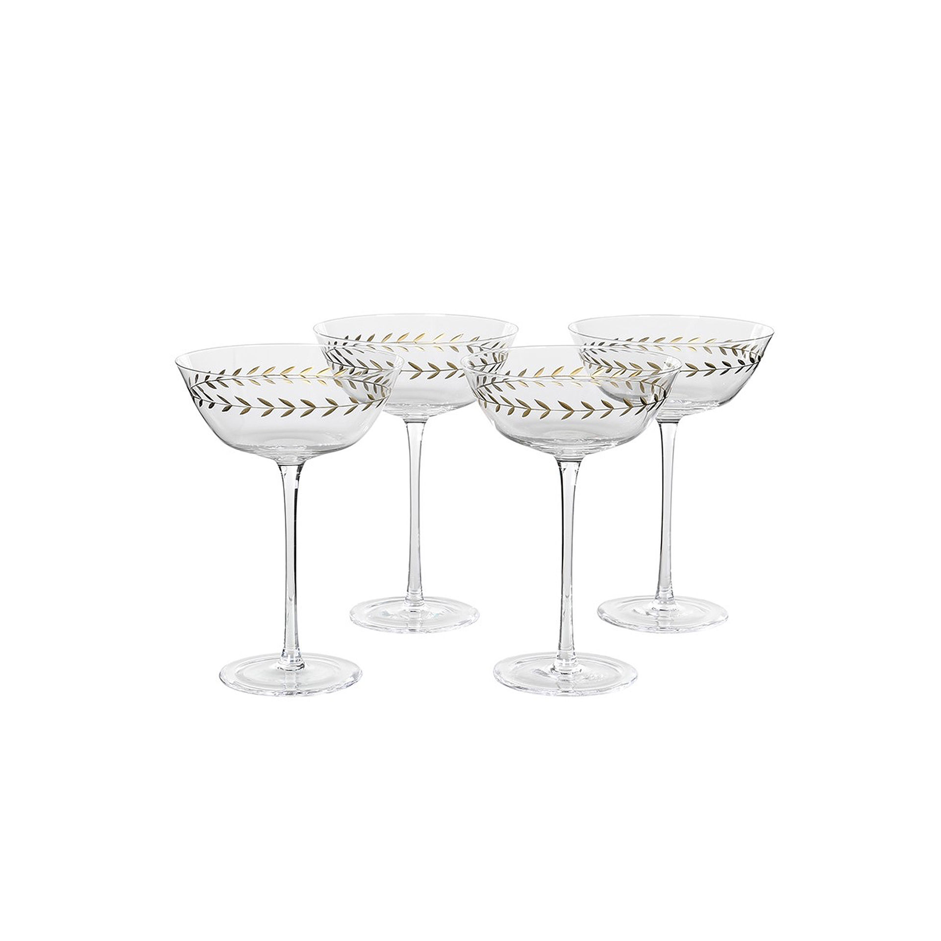 Gold Leaf Martini / Champagne Glasses