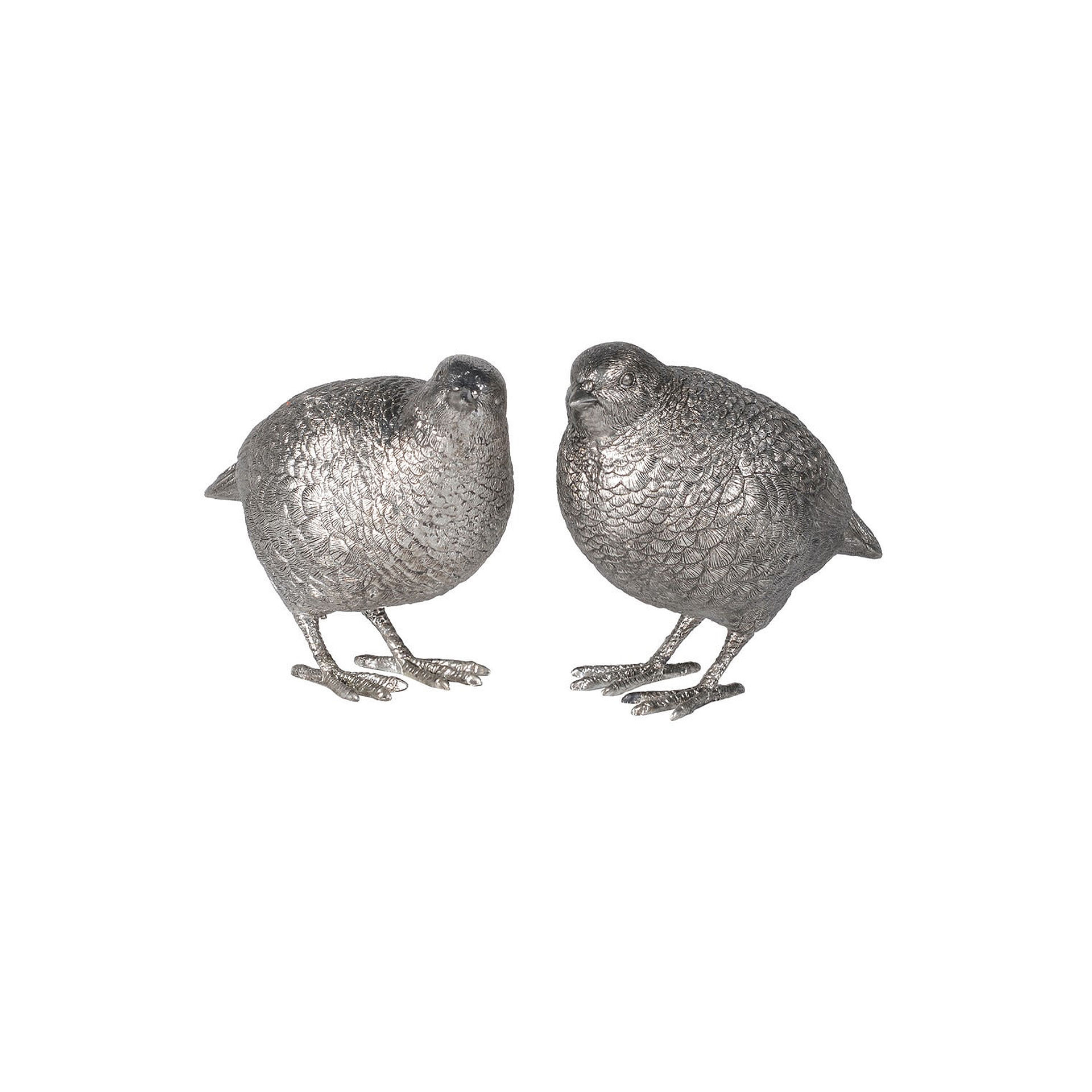 Quail Decorations Antique Silver (Pair)