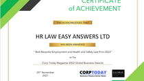 New Award for 2022! We have won ''Best Bespoke Employment and Health and Safety Law Firm 2022''