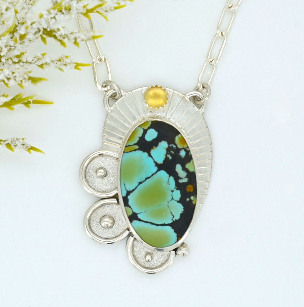 Blue Moon Turquoise and Citrine pendant