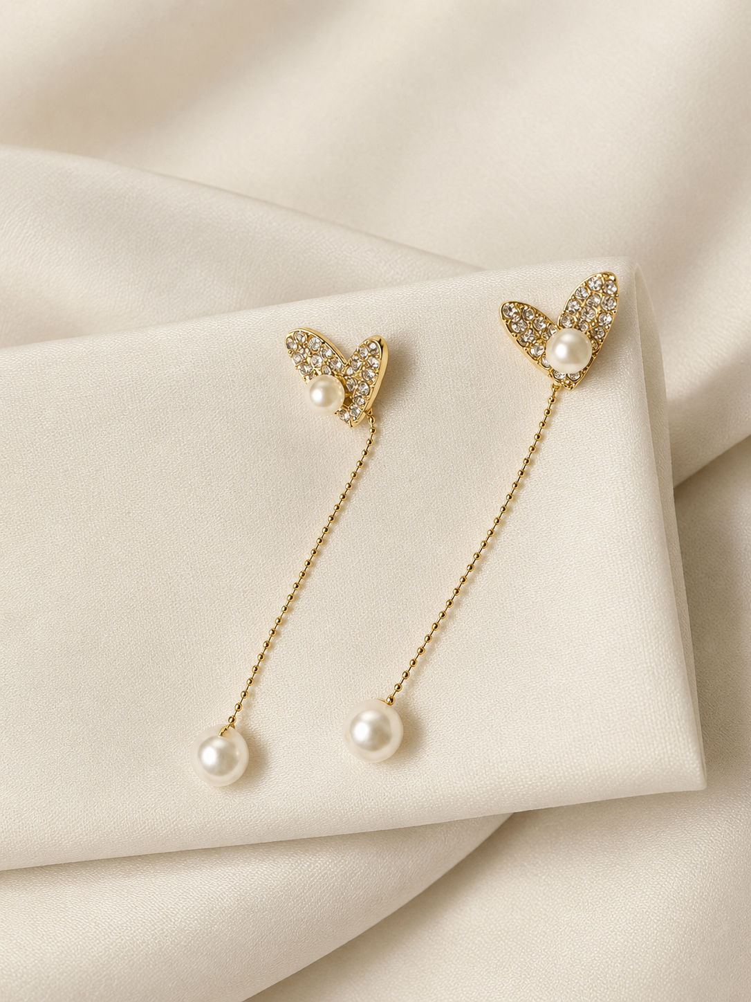 Pearl Bow Drop Earrings