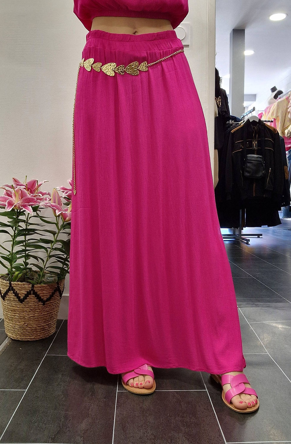 Miniature : Ensemble débardeur + jupe fuchsia ELIA