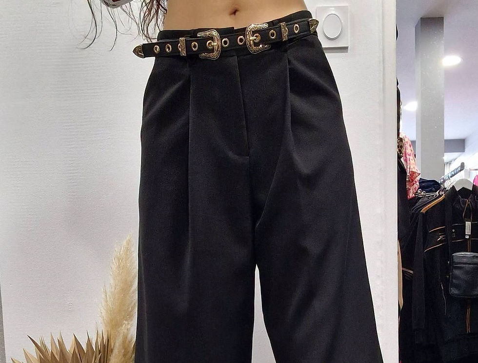 Miniature : Ceinture noir élastique doubles boucles doré WESTERN
