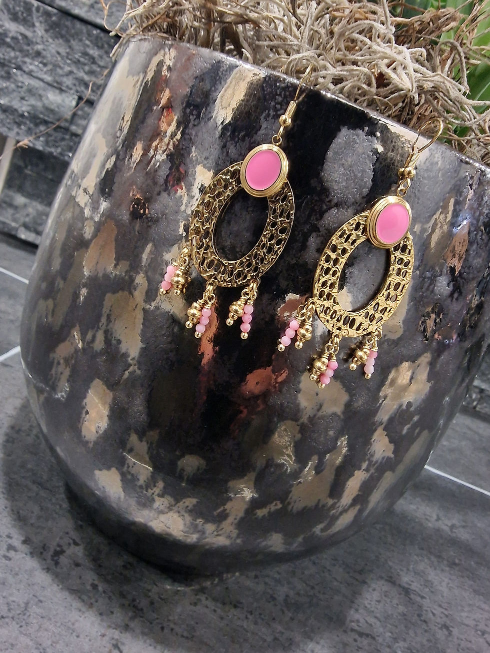 Miniature : Boucles d'oreilles acier doré ROSA