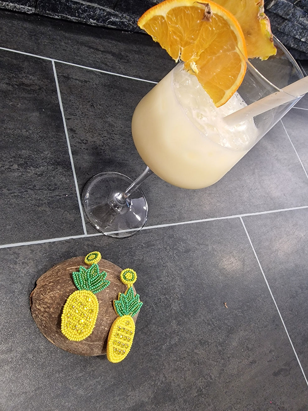 Miniature : Boucles d'oreilles acier perle et strass ANANAS