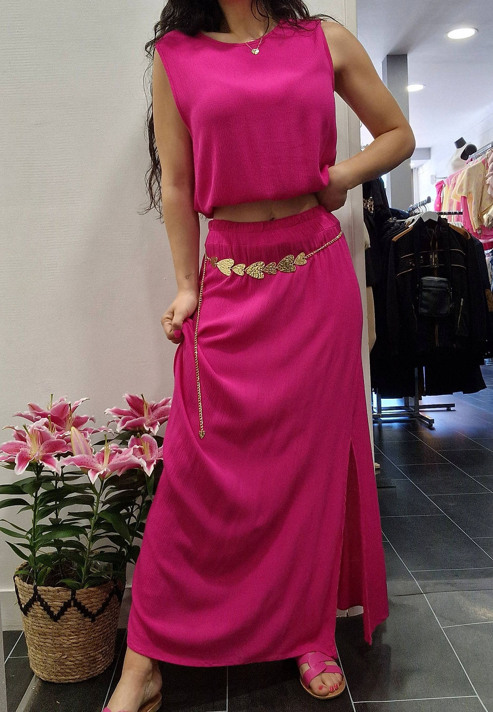 Miniature : Ensemble débardeur + jupe fuchsia ELIA