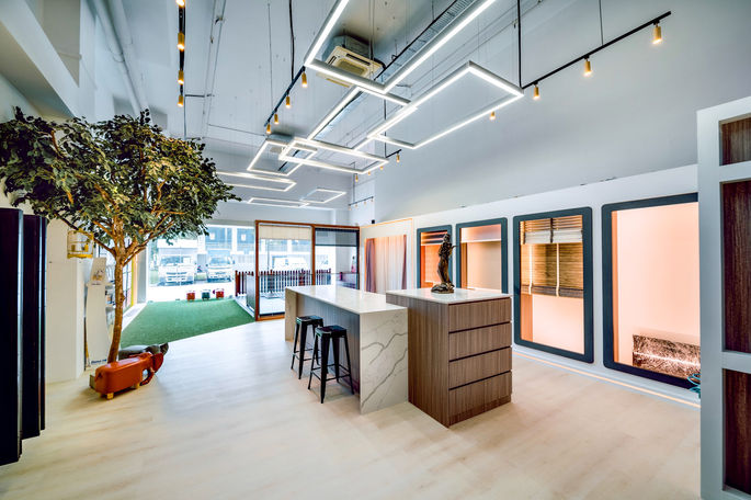DecorLand curtain and blinds display | Vitas Design SG
