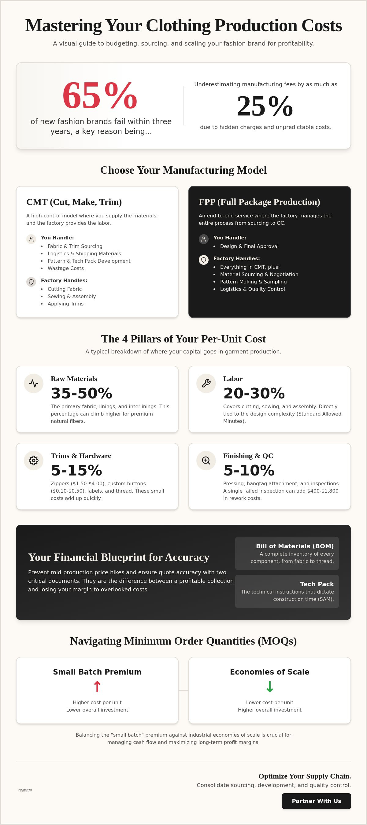 Clothing production cost breakdown