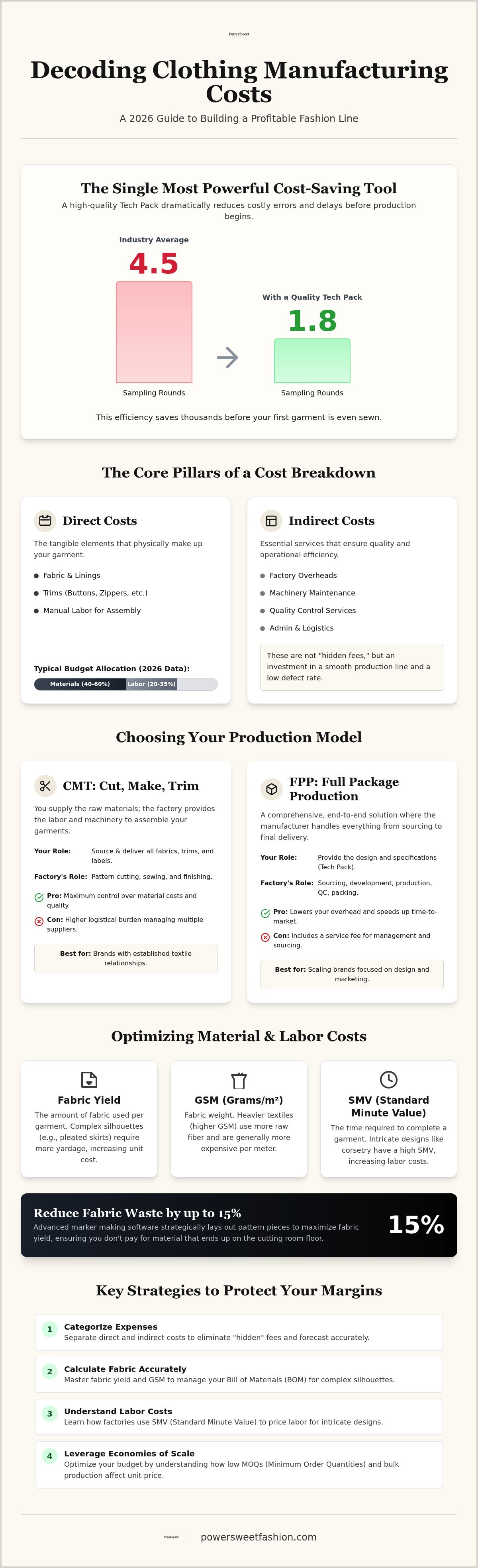 Clothing manufacturing cost breakdown