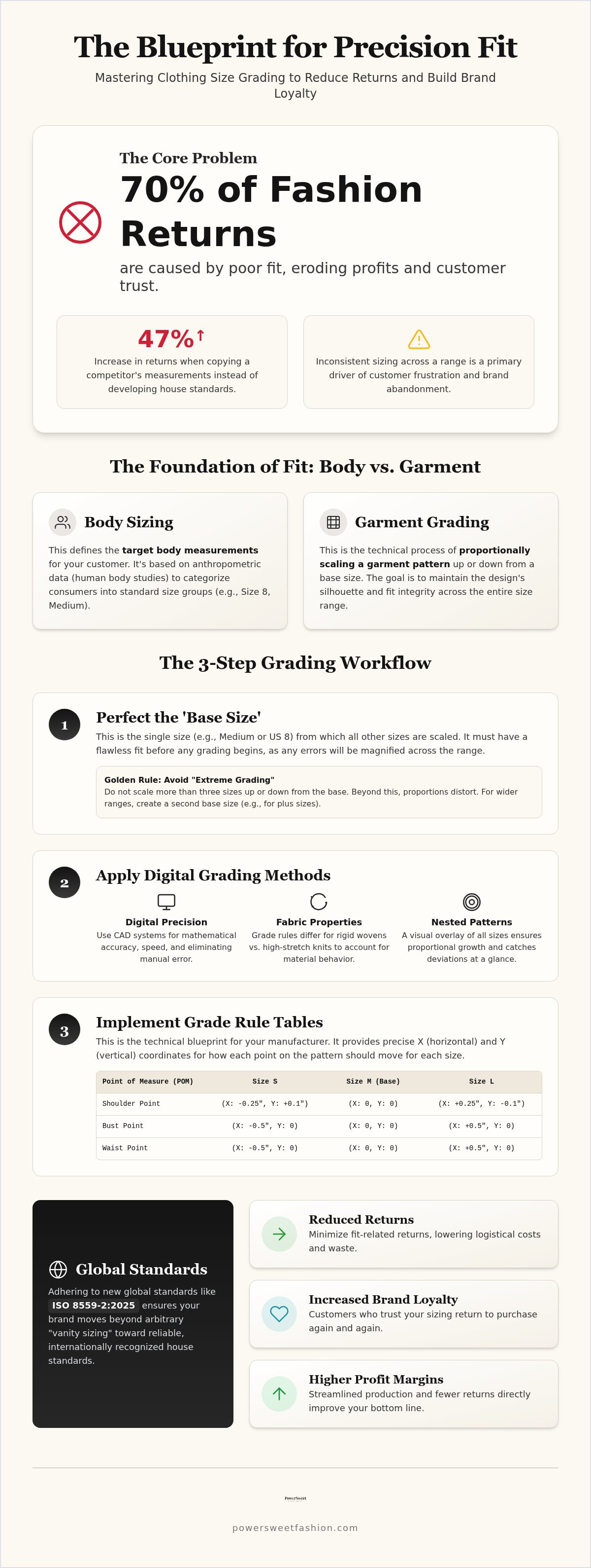 Clothing size grading standards