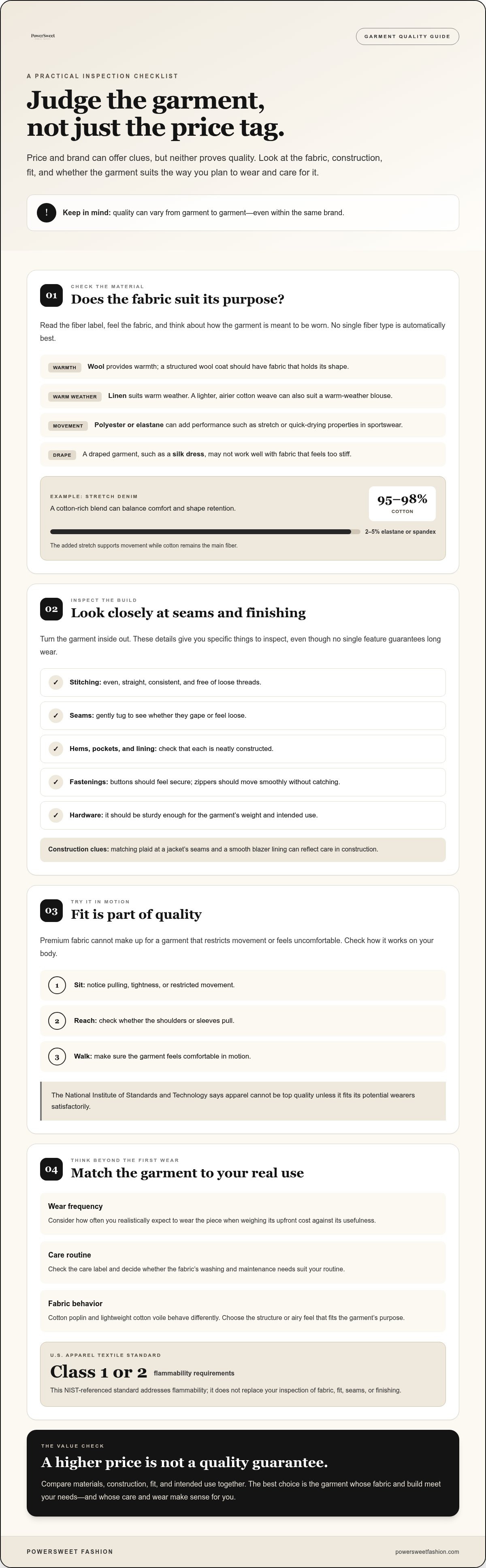 What makes a garment high quality