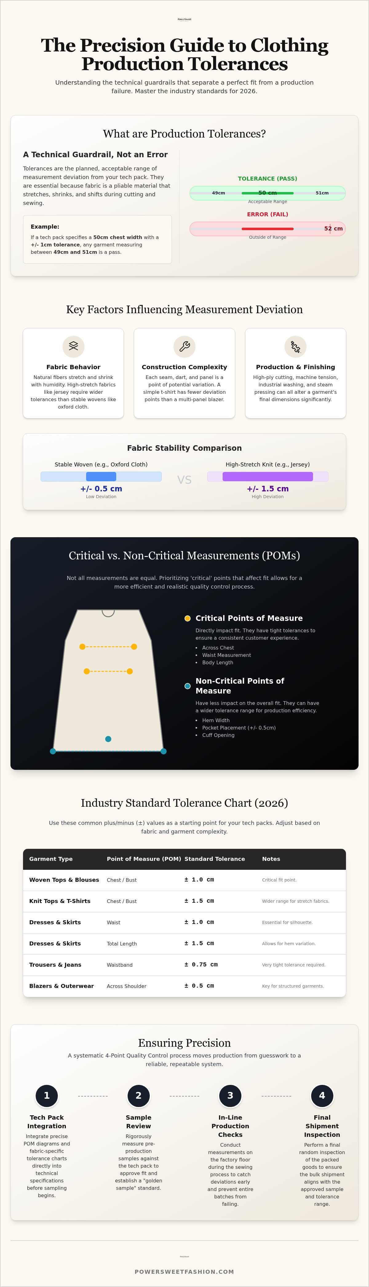 Clothing production tolerances