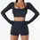 Thumbnail: Long Sleeve Ribbed Yoga Set Two Piece Biker Shorts Workout Gym Set
