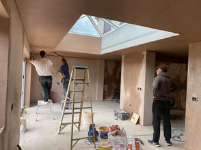 Plastering extension in Royston roof light fitt