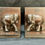 Thumbnail: Vintage Hand Carved Bookends, with elephant figurines. Made out of Rosewood.