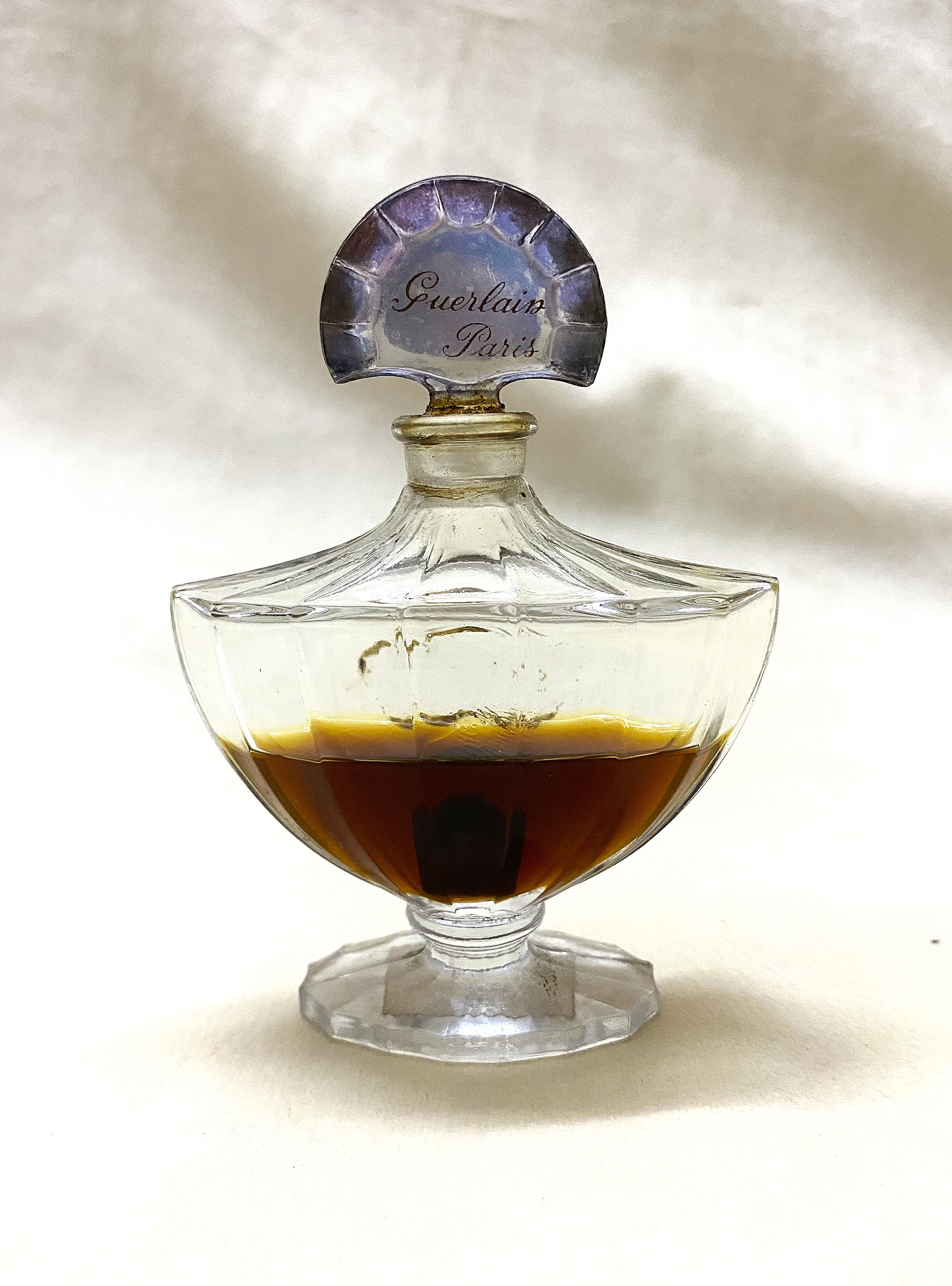 Vintage Guerlain Paris, Shalimar perfume in Baccarat heavy crystal bottle