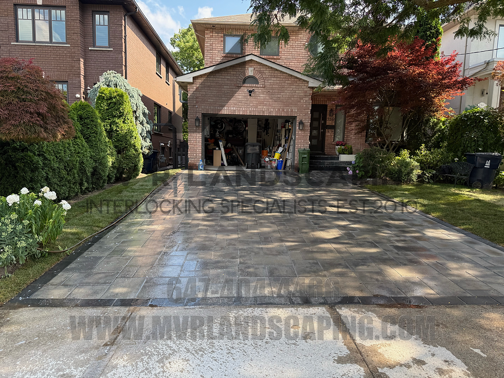 Finished glycol heated stone driveway by MVR Landscaping