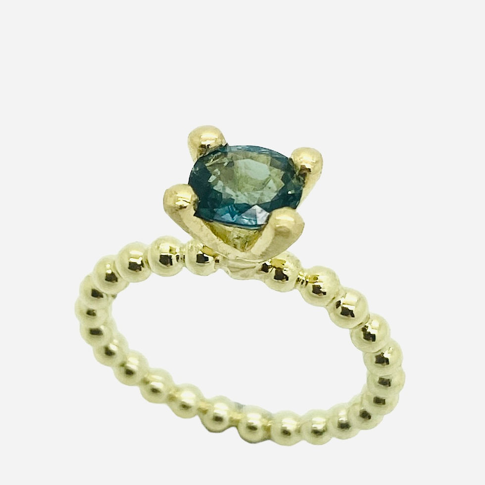 Thumbnail: Ring pareldraad met groen-blauwe saffier