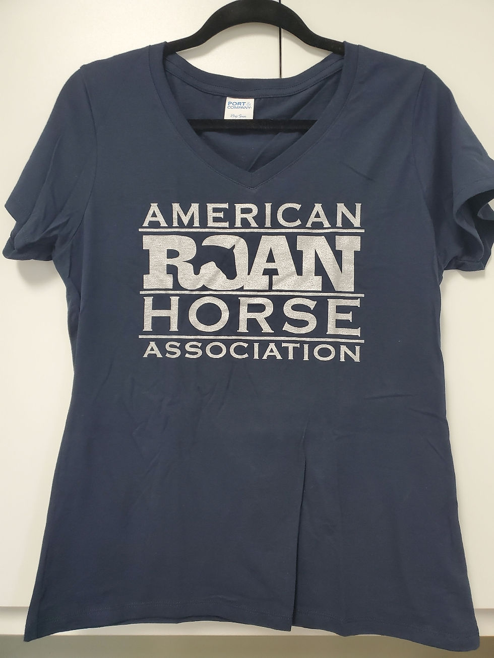 Navy Blue with Silver logo with V Neck Soft Tee