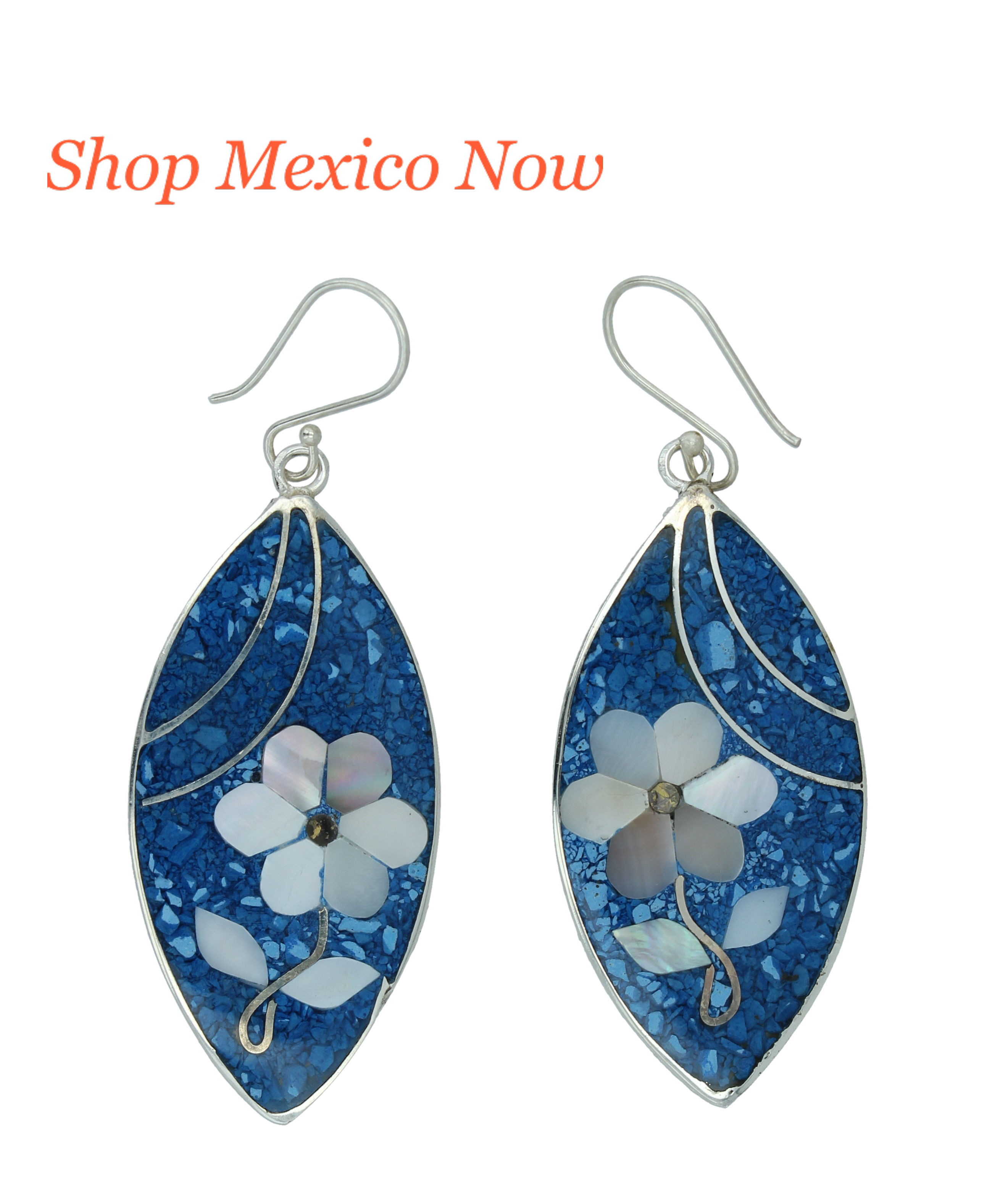 blue Alpaca Silver Earrings