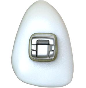A spinning tooth with coloured orthodontic braces