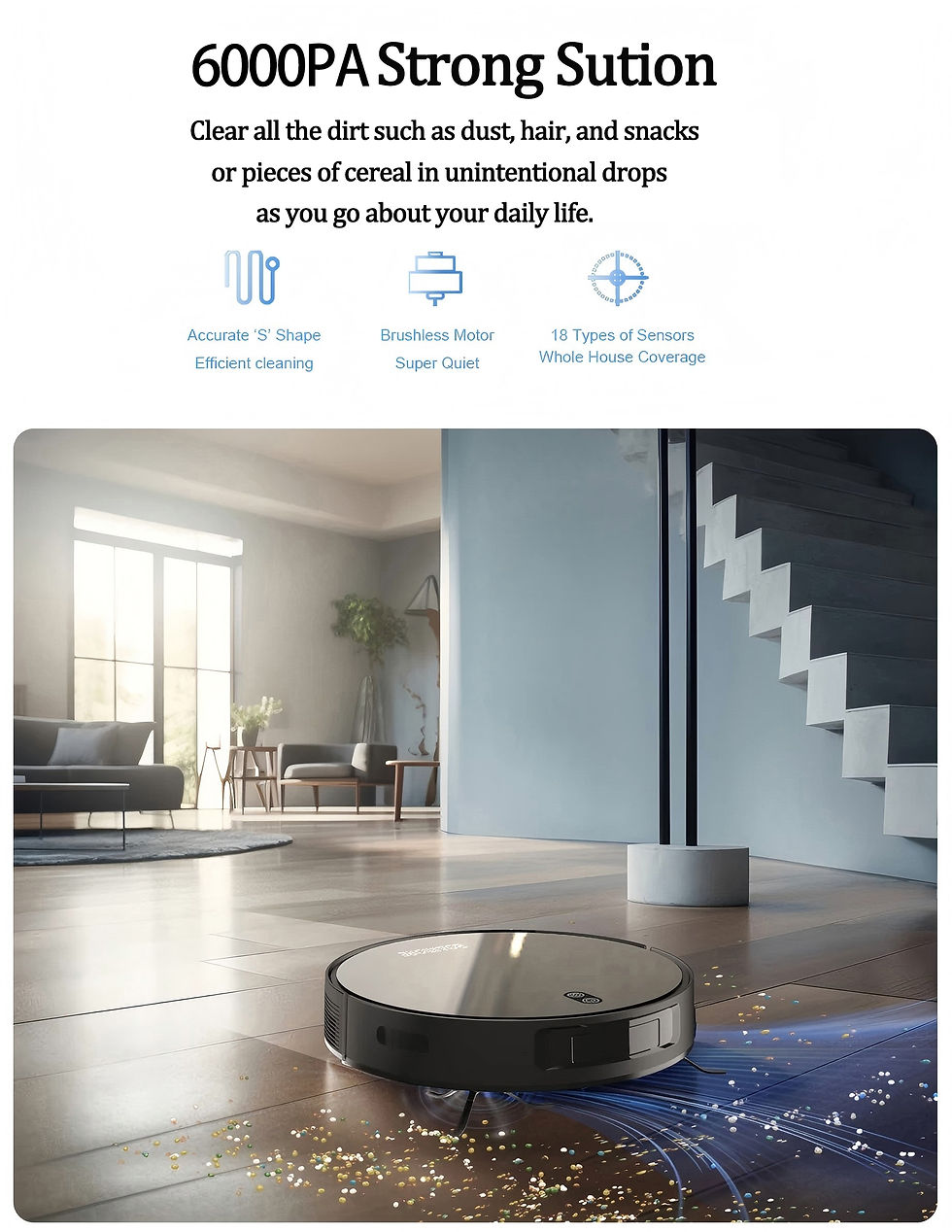 Thumbnail: Robot Vacuum Cleaner Combo and Mop 6000PA Strong Suction  Robotic App& Remote
