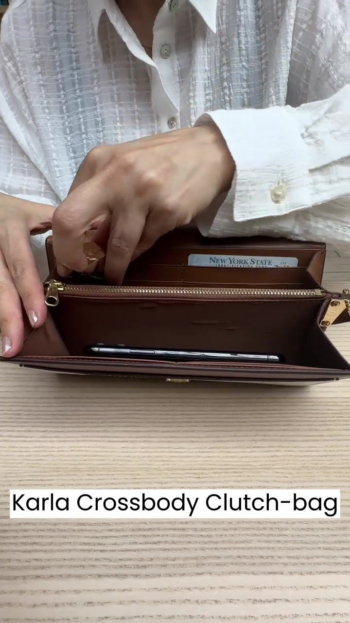 Thumbnail: Women's Leather Crossbody Clutch bag in brown