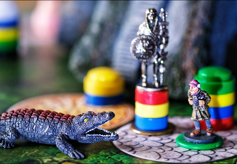 A crocodile, a female explorer and an Inca god.