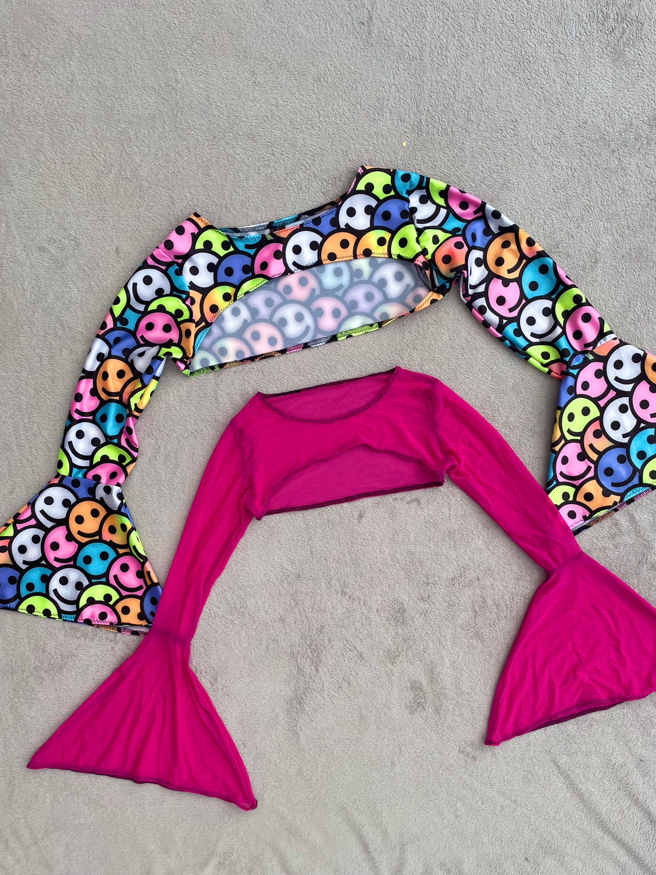 CUSTOMISE- Floaty sleeve extreme crop top 