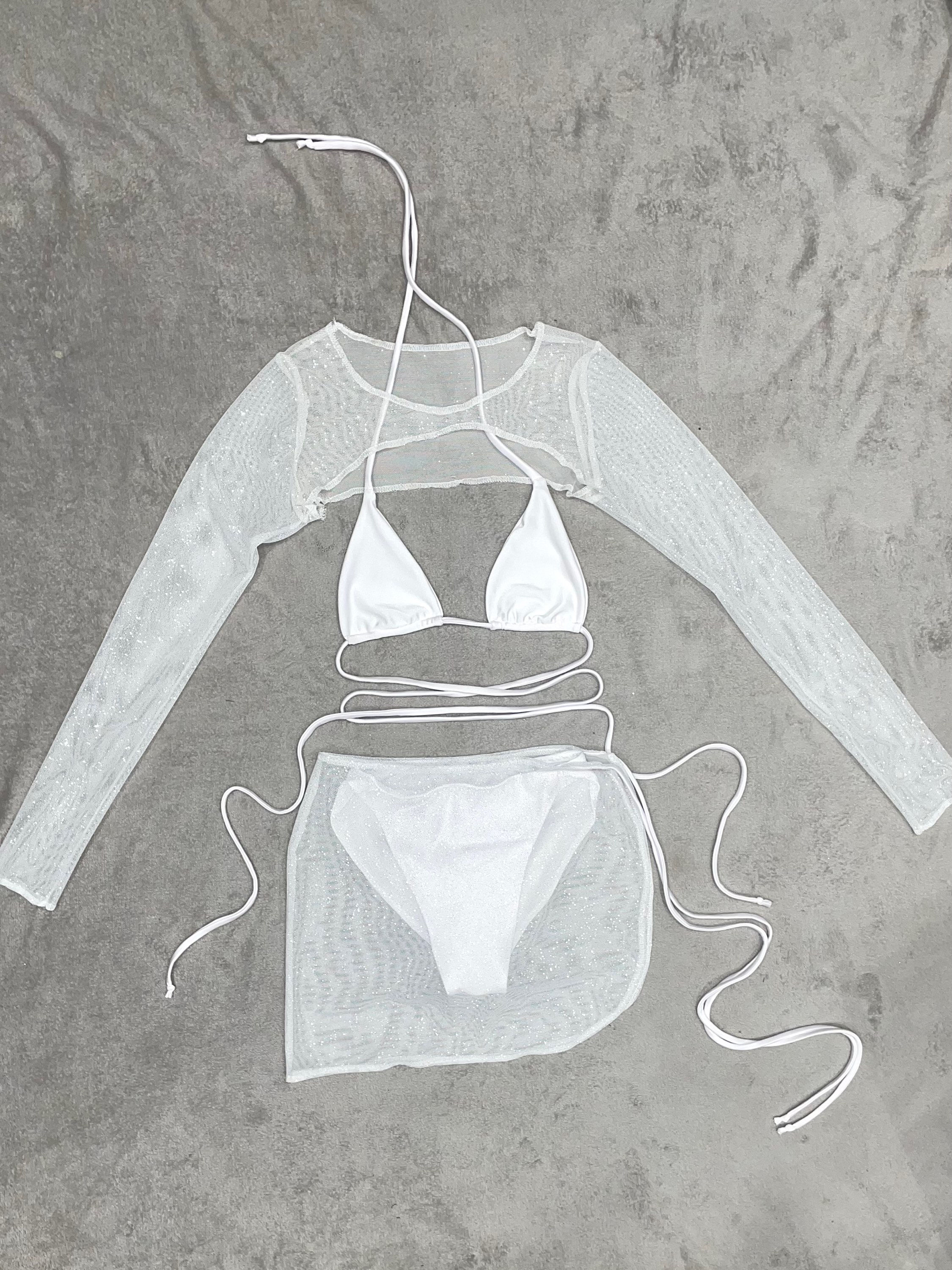 The Long sleeve extreme crop top & wrap skirt set 