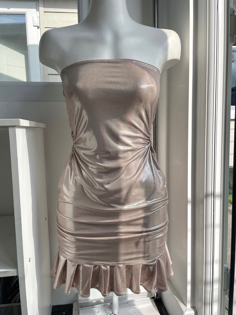 Thumbnail: Size 8-10 Boobtube cutout frilled hem mini dress