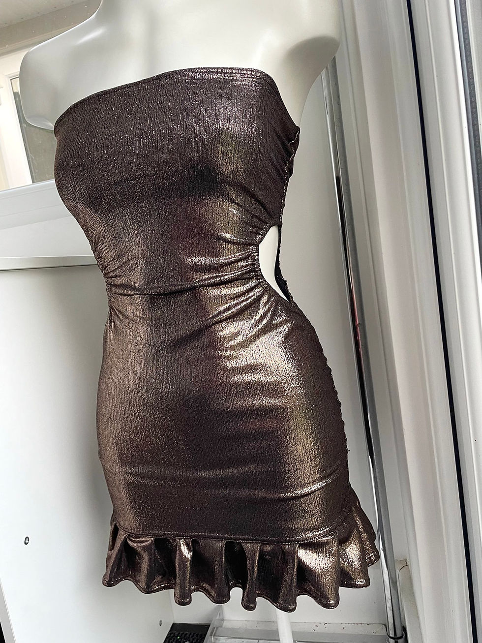 Miniature : The cutout ruched boobtube frill hem dress