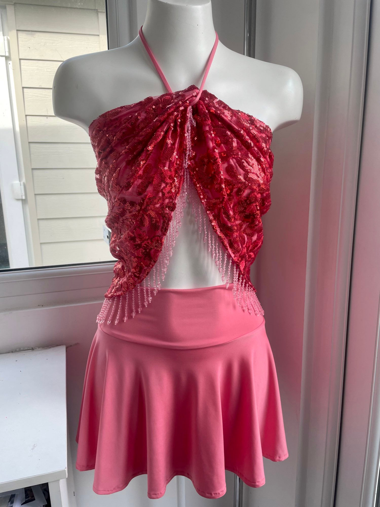 The multiway sequin halter top & floaty circle skirt set