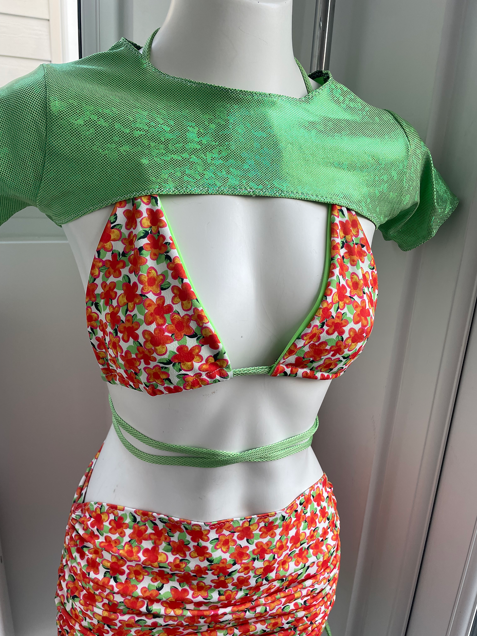 Miniature : The Multiway bikini top & strapping ruched skirt set
