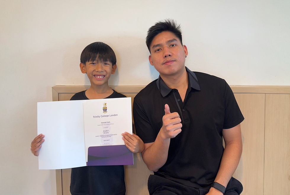 Hansel Goh: Trinity College London Rock & Pop Drum Grade 1 with Merit