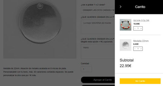 muestra el mini carrito con varios artículos añadidos