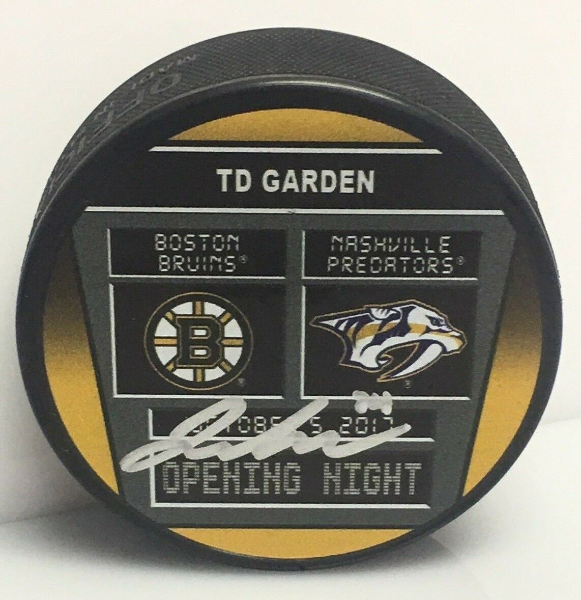 Jake Debrusk Boston Bruins signed limited edition 1st NHL game  puck