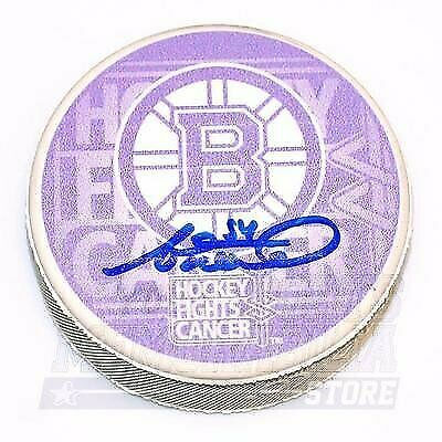 Adam McQuaid Boston Bruins Signed Autographed Hockey Fights Cancer Puck
