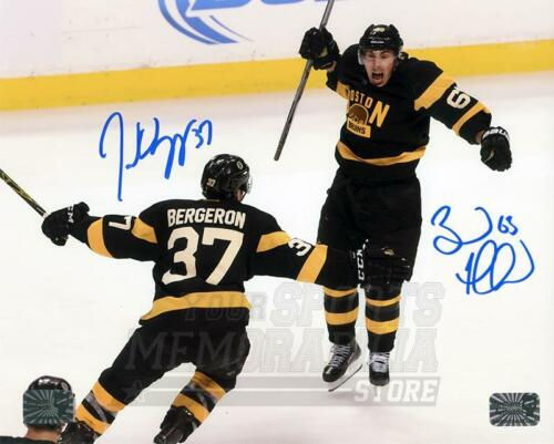 Patrice Bergeron Brad Marchand Boston Bruins Signed Autographed Celebration 8x10