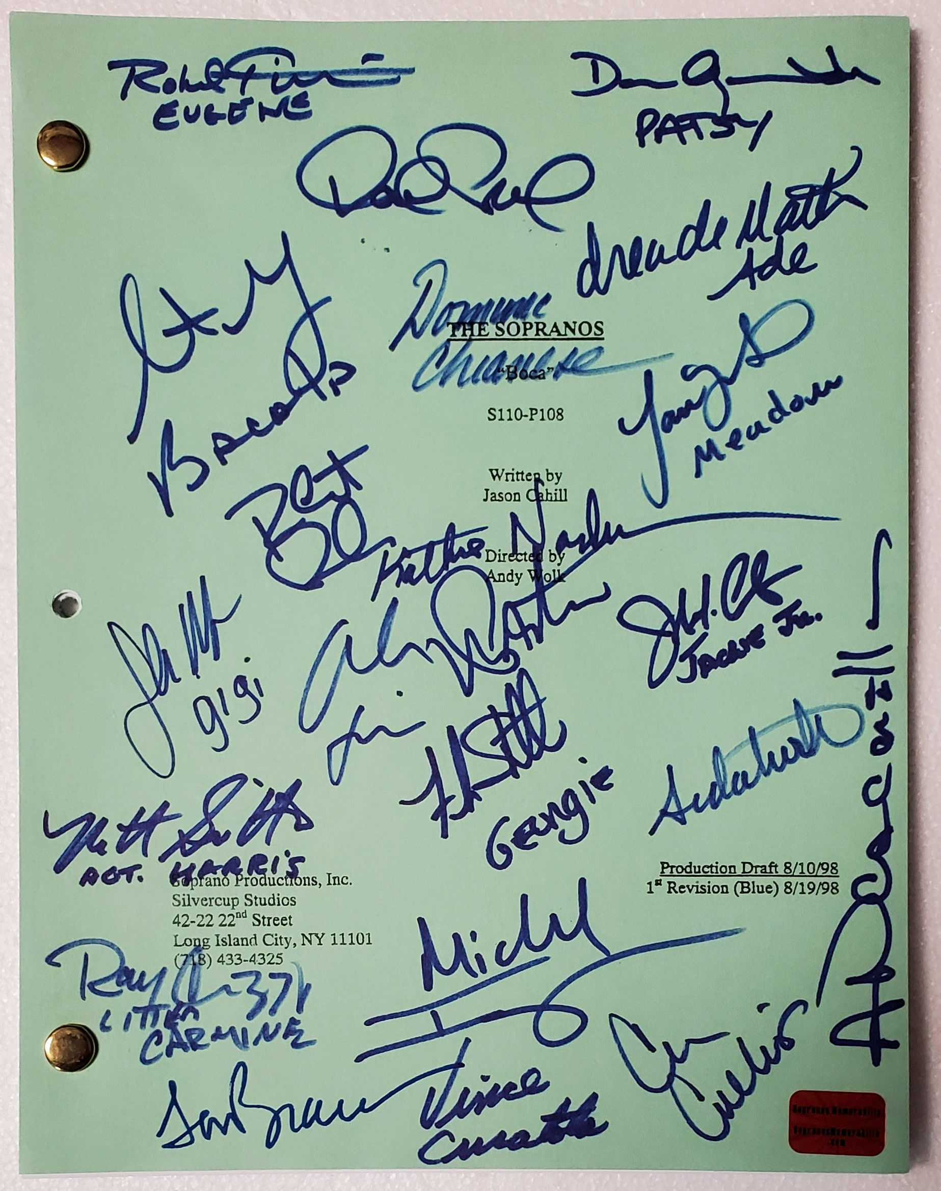 The Sopranos Multi Cast Signed by 27 Script S01E09 "BOCA" Chianese Imperioli
