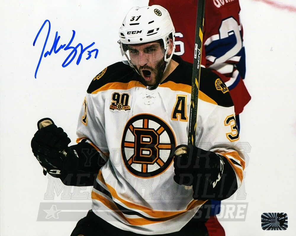 Patrice Bergeron Boston Bruins Signed Autographed Celebration Scream 16x20