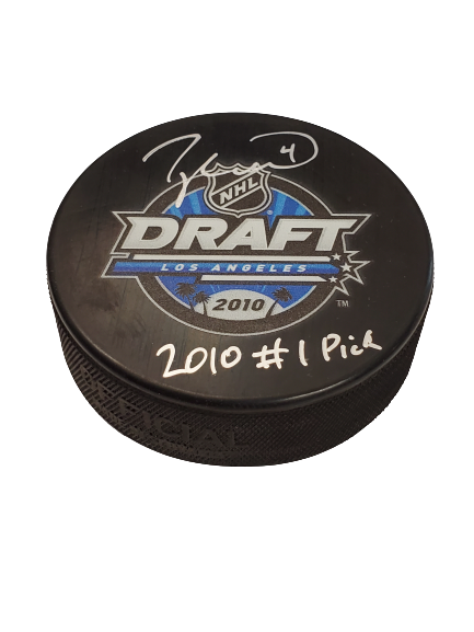 Taylor Hall Boston Bruins signed 2010 NHL Draft Puck 2010 #1 Pick